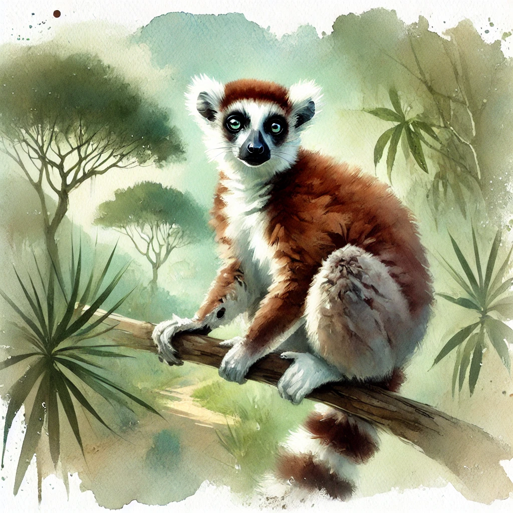 Eulemur albifrons (lémur à front blanc)