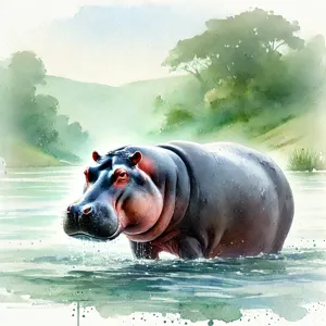 Hippopotamus amphibius (hippopotame)