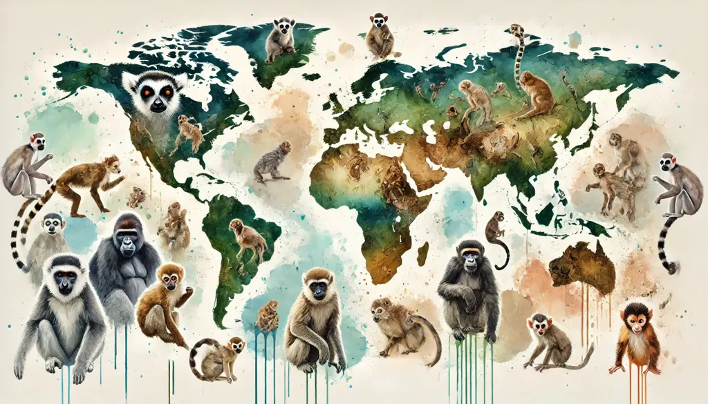 Quelle est la répartition géographique des primates